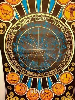 Vintage Black Light Poster 1970's Horoscope Zodiac Signs Insanity Chicago III