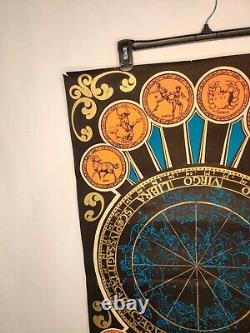 Vintage Black Light Poster 1970's Horoscope Zodiac Signs Insanity Chicago III