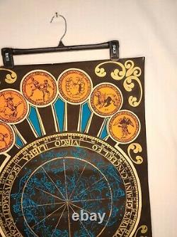 Vintage Black Light Poster 1970's Horoscope Zodiac Signs Insanity Chicago III