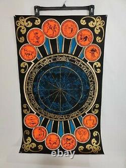 Vintage Black Light Poster 1970's Horoscope Zodiac Signs Insanity Chicago III