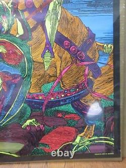 Vintage Black Light Poster 1970's St. George and the dragon Inv#G3279