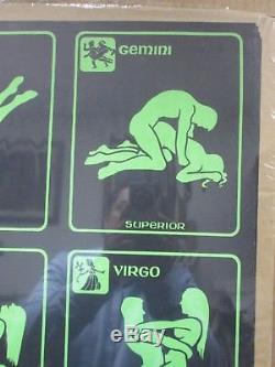 Vintage Black Light Poster 1970's horoscope zodiac signs Inv#G919