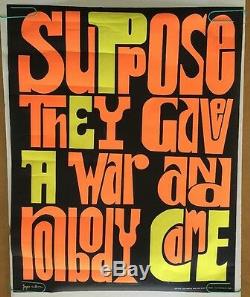 Vintage Black Light Poster Anti-War Peace Suppose they gave a war nobody came