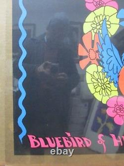 Vintage Black Light Poster BlueBird and Happiness 1970s Inv#G3782