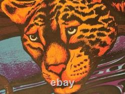 Vintage Black Light Poster Butterfly Jaguar Cat Wildlife Art USA Psychedelic 70s