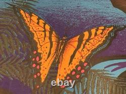 Vintage Black Light Poster Butterfly Jaguar Cat Wildlife Art USA Psychedelic 70s
