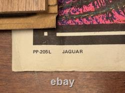 Vintage Black Light Poster Butterfly Jaguar Cat Wildlife Art USA Psychedelic 70s