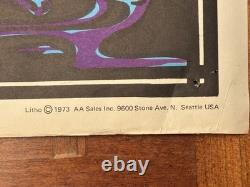 Vintage Black Light Poster Butterfly Jaguar Cat Wildlife Art USA Psychedelic 70s