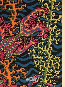Vintage Black Light Poster Coral Reef Orlando Macbeth Third Eye Inc. Psychedelic