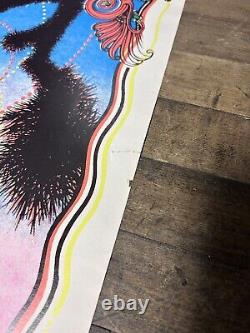 Vintage Black Light Poster Desert Blossom Original 1970s Flower Child Decor