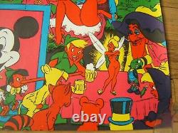 Vintage Black Light Poster Disney Orgy Wally Wood 1967 Sex Vgc