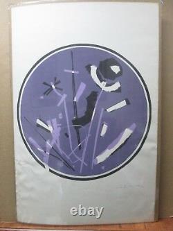 Vintage Black Light Poster Earl Newman signed 1970's abstract Inv#G44
