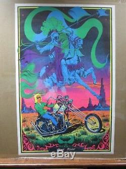 Vintage Black Light Poster Ghost Rider Biker Inv#G2217