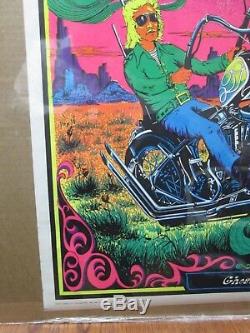 Vintage Black Light Poster Ghost Rider Biker Inv#G2217