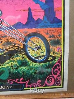 Vintage Black Light Poster Ghost Rider Biker Inv#G2242