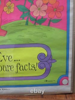 Vintage Black Light Poster I'm Eve. With the bare Facts! Peace 1970 nv#473