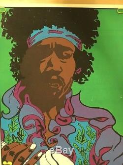 Vintage Black Light Poster Jimi Hendrix Caricature Pin-Up 1970's Psychedelic
