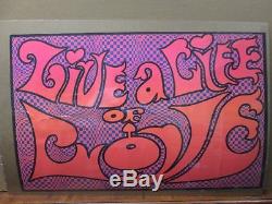 Vintage Black Light Poster LIVE A LIFE OF LOVE 1960's Psychedelic Inv#G1411