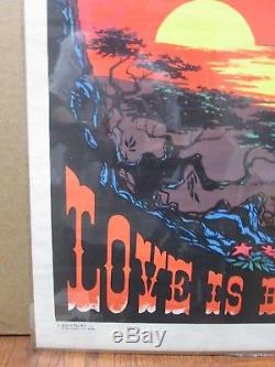 Vintage Black Light Poster Love is Beautiful peace In#G1218