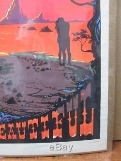 Vintage Black Light Poster Love is Beautiful peace In#G1218