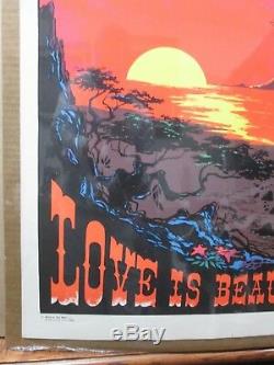 Vintage Black Light Poster Love is Beautiful peace In#G2506