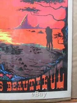 Vintage Black Light Poster Love is Beautiful peace In#G2506