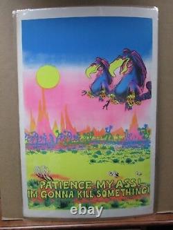 Vintage Black Light Poster Patience, my ass! Let's Kill something! 1971 Inv#1082
