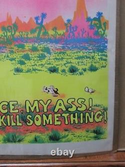 Vintage Black Light Poster Patience, my ass! Let's Kill something! 1971 Inv#1082