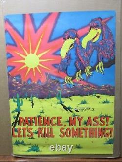 Vintage Black Light Poster Patience, my ass! Let's Kill something! 1971 Inv#2789