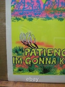 Vintage Black Light Poster Patience, my ass! Let's Kill something! 1971 Inv#6216