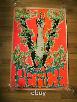 Vintage Black Light Poster Peace Matt Boulton Platt Co 1970s
