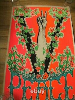 Vintage Black Light Poster Peace Matt Boulton Platt Co 1970s