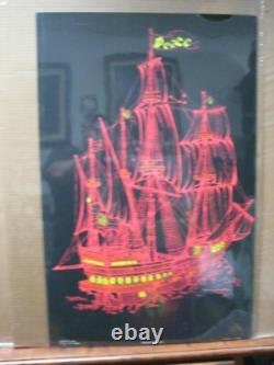 Vintage Black Light Poster Peace ship I 1971 Inv#G6565