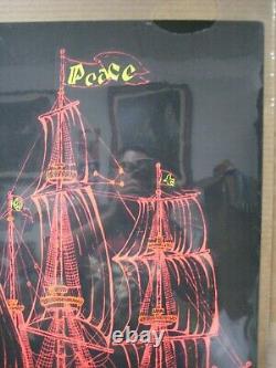 Vintage Black Light Poster Peace ship I 1971 Inv#G6565