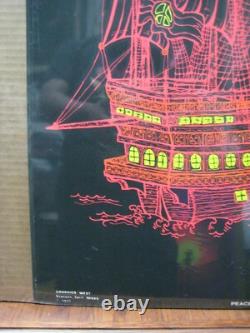 Vintage Black Light Poster Peace ship I 1971 Inv#G6565