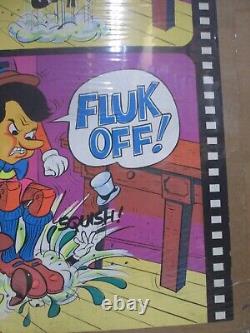 Vintage Black Light Poster Pinocchio parody 1972 (Damaged) Inv#G7552