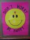Vintage Black Light Poster Psychedelic Don't Worry Be Happy 1989 Face In#g1175