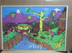 Vintage Black Light Poster Psychedelic world IF I WAS ALONE 1970 In#G7566