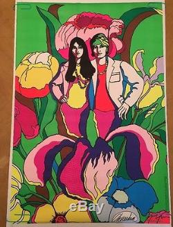 Vintage Black Light Poster Sonny & Cher Chereskin Dear Love Corp 1971 Man Woman