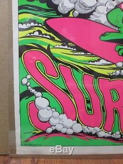 Vintage Black Light Poster Surf's Up surfing 1980 Inv#1225