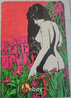 Vintage Black Light Poster The Burden Of Life Is Love 1969 POSTER PRINTS RARE