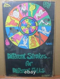 Vintage Black Light Poster Zodiac Different strokes differ folks 1971 Inv#G2829
