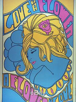 Vintage Black Light Psychedelic Poster Pandora Love is a Flower Myers Johansen