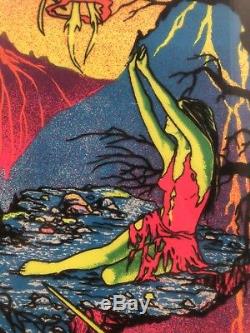 Vintage Black Light Velva-Print Poster 1970's St. George and the Dragon