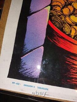 Vintage Black Light Velvet Poster 23 x 35 Dragon's Treasure ADD