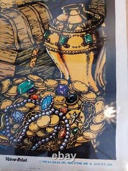Vintage Black Light Velvet Poster 23 x 35 Dragon's Treasure ADD