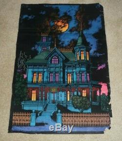 Vintage Black Light Velvet Poster Haunted Mansion Western Graphics Halloween