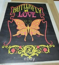 Vintage Black light Butterfly of Love Psychedelic Poster 1968