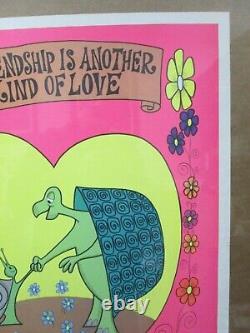 Vintage Black light Poster Friendship is another kind of LOVE 1971 Inv#G4089