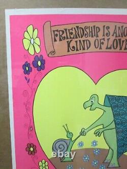Vintage Black light Poster Friendship is another kind of LOVE 1971 Inv#G4089